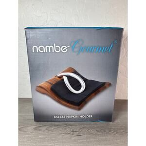 Nambé Breeze 8"x 9" Brown Wood & Chrome Napkin Holder in Excellent Condition.